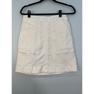 Cabi White Denim Mini Skirt Womens 2 Utility Patch Pockets 6645